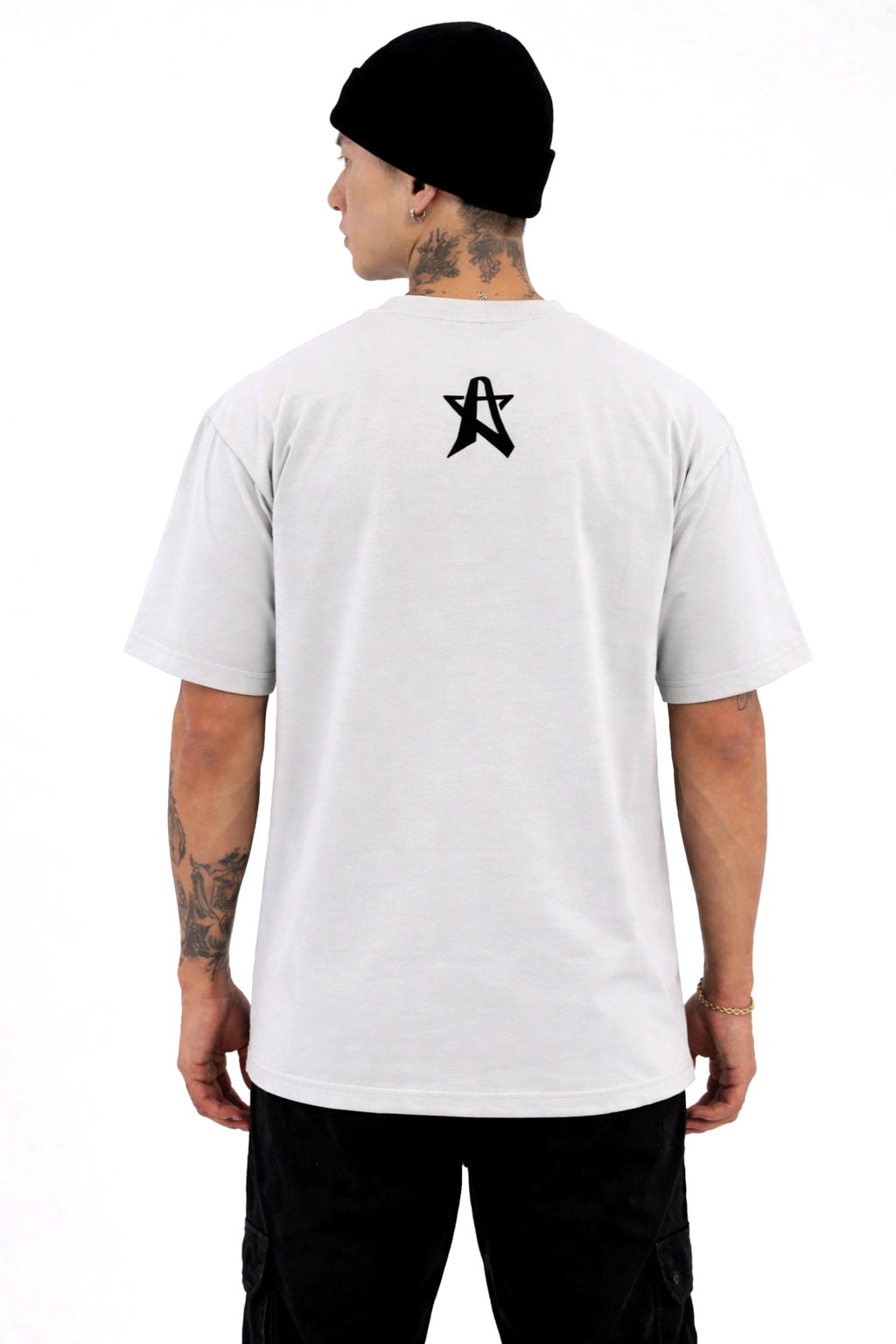 Oversized Shirt mit Front- und Back-Print sowie Strickdetails, 260 GSM aus 100 % Baumwolle, cleaner Streetwear-Fit