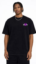 Schwarzes oversized T-Shirt mit Front-Strick „Heartbreak“, 270 GSM aus 100 % Baumwolle, cleaner Streetwear-Fit