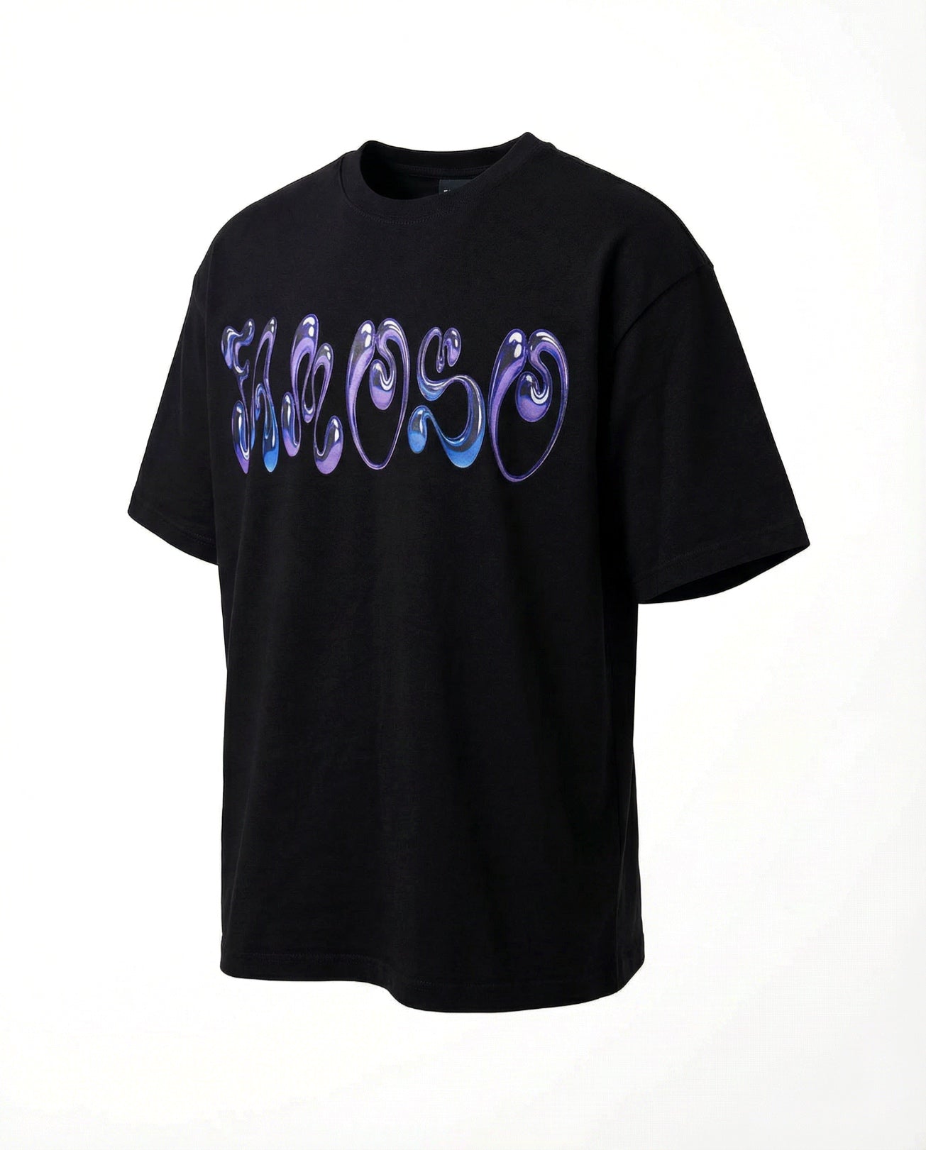 Schwarzes oversized T-Shirt mit Front-Print „FAMOSO“, 270 GSM aus 100 % Baumwolle, cleaner Streetwear-Fit