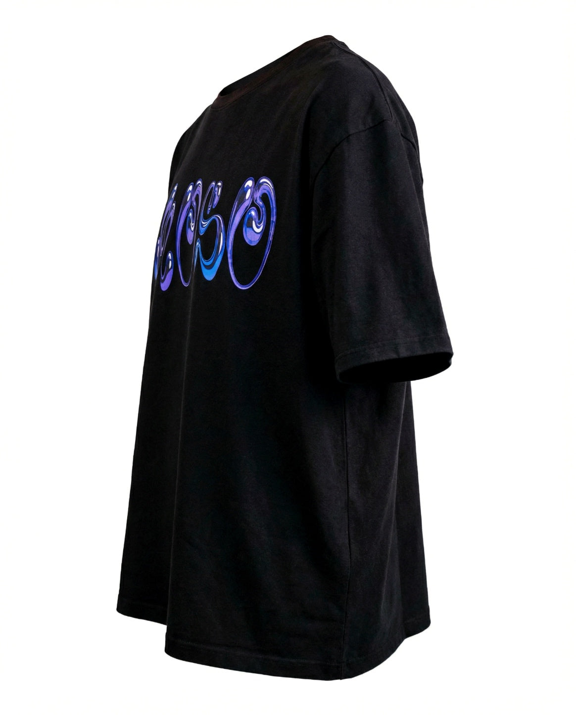 Schwarzes oversized T-Shirt mit Front-Print „FAMOSO“, 270 GSM aus 100 % Baumwolle, cleaner Streetwear-Fit